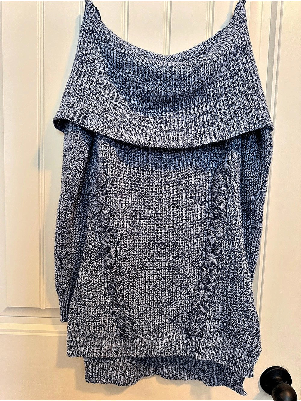 Cowl Neck Knit Sweater in Blue Size Small Like New